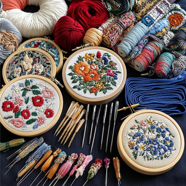 różne hafty przygotowane do sprzedaży